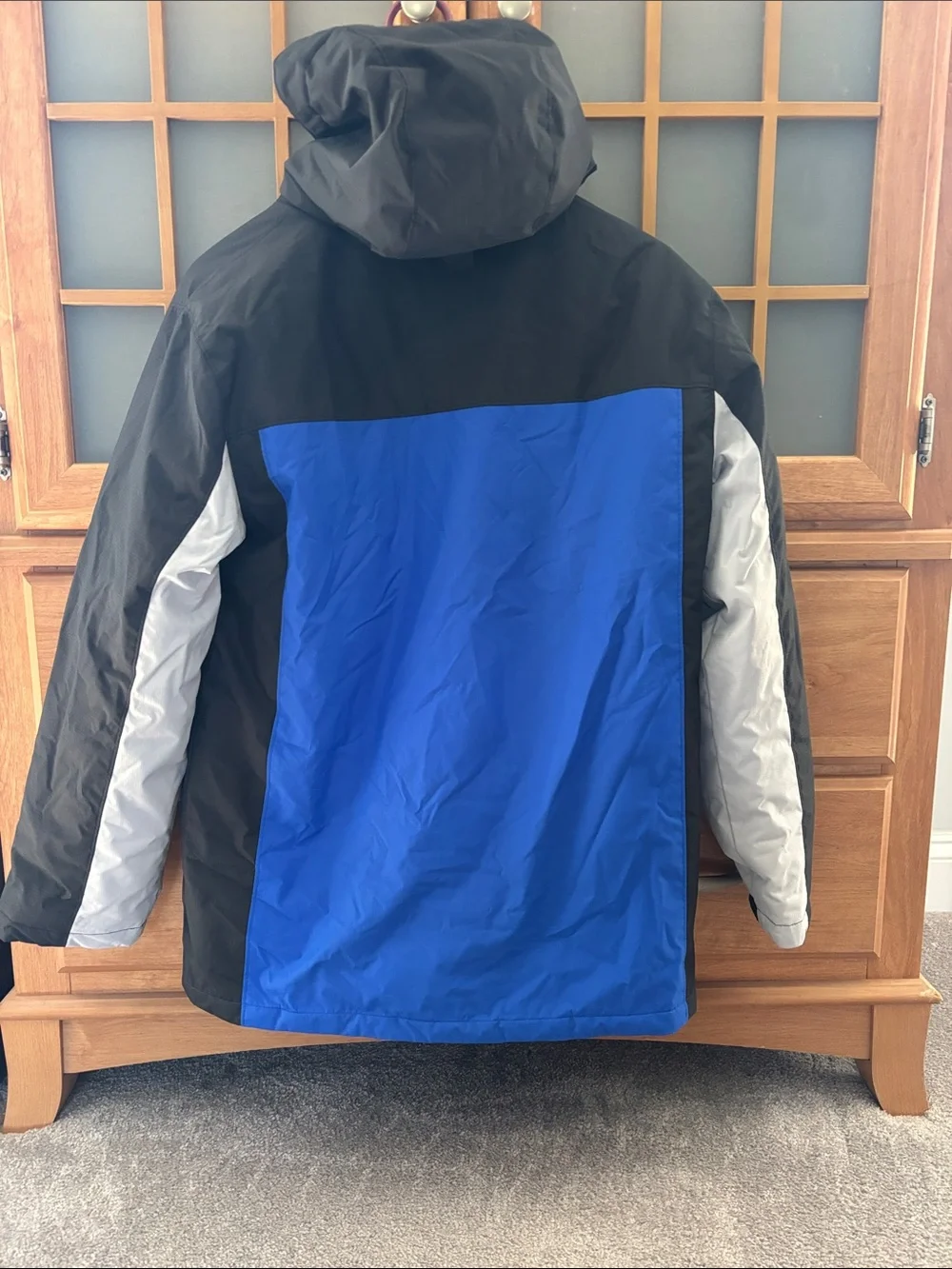 Under Armour Blue Black Gray Colorblock Hooded Jacket with Soft Shell insert